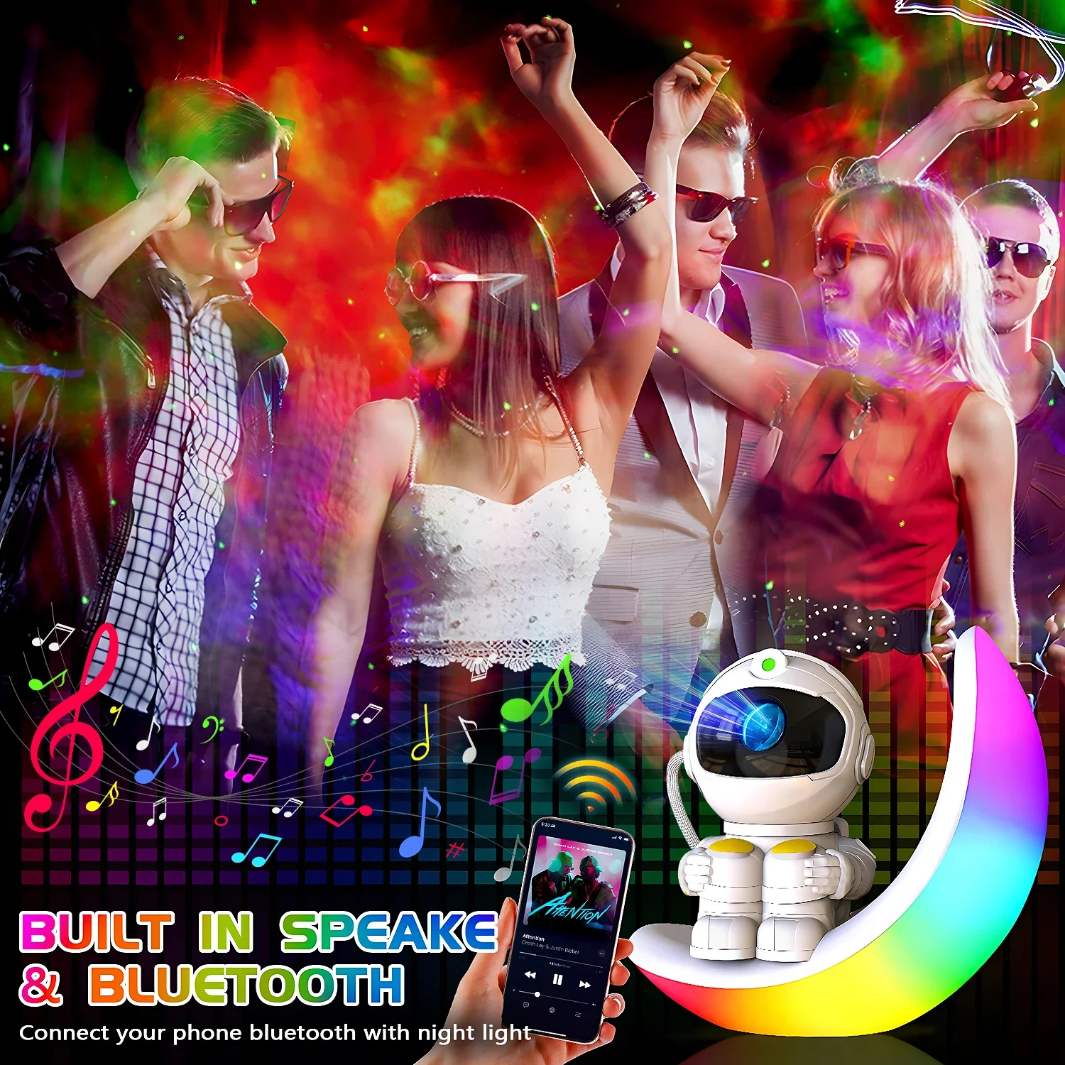 جهاز عرض رائد الفضاء Galaxy Star Light، جهاز عرض Nebula Spaceman مع ضوء القمر Amnient، ضوء ليلي لأجهزة عرض الفضاء للأطفال