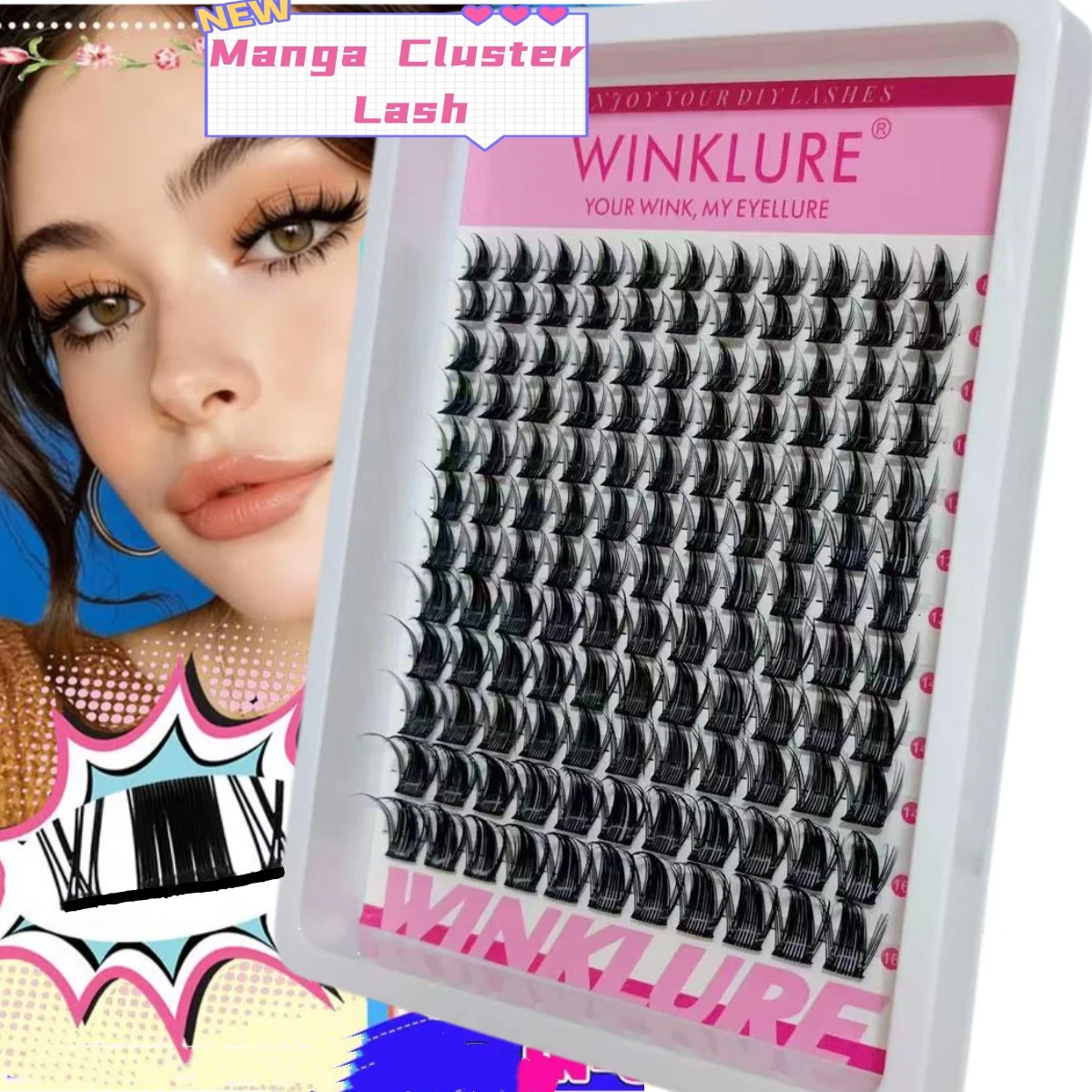 WINKLURE Fairy Lash Clusters Kit 8mm-18mm Manga C Curl Anime Wimpernverlängerungs-Kit Individuelle Spike-Wimpern DIY Volumen Natürlich – Detail 4