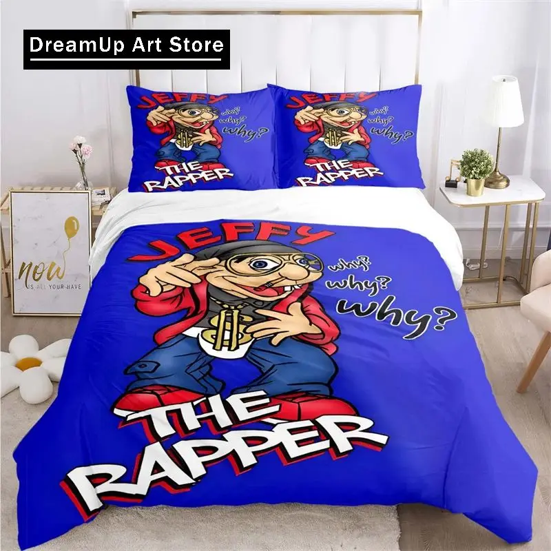 3D Print Cartoon SML Jeffy Bedding Set,Duvet Cover Comforter Bed Set Quilt Cover Pillowcase,King Queen Twin Size Boys Girl Adult