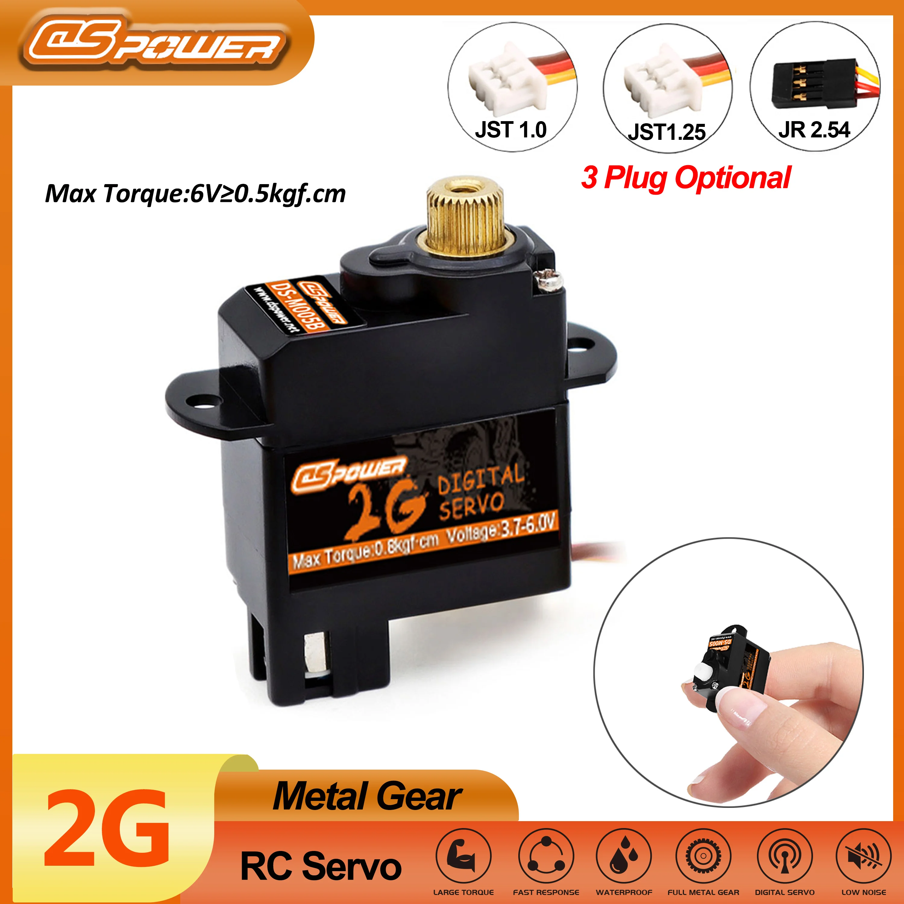 Dspower 2G Motor Servo Metalen Tandwiel Mini Micro Servo Voor Rc Auto Vliegtuigen Fixed-Wing Quodcopter Rc Auto Boot Duct Vliegtuig Robot