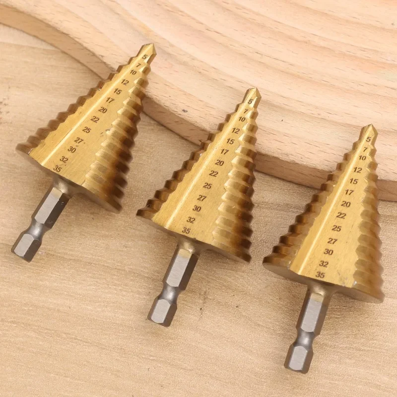 5-35mm Schritt Bohrer Bits High-Speed Stahl Bit Set Metall Stanzen Loch Opener Bohren Werkzeug Hardware elektrische Bohren Zubehör