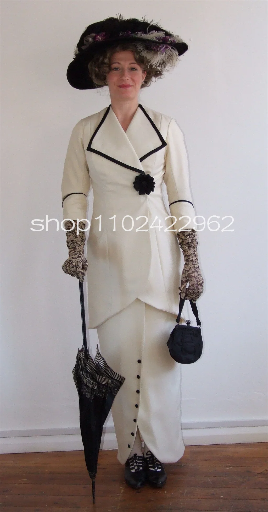 Edwardian vittoriano madre della sposa abiti Suffragette Downton Titanic Rose Style Costume abito da ballo bianco