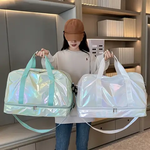 대용량 다기능 캐주얼 여행 더플 백, 체육관, 스포츠, 하룻밤 여행을 위한 경량 나일론 위켄더 토트