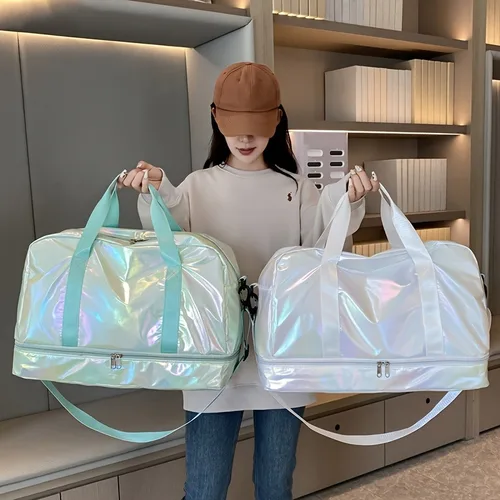 Imagen 1 del producto Bolsa de viaje informal multifuncional de gran capacidad, bolso de fin de semana de nailon ligero para gimnasio, deportes, viajes nocturnos