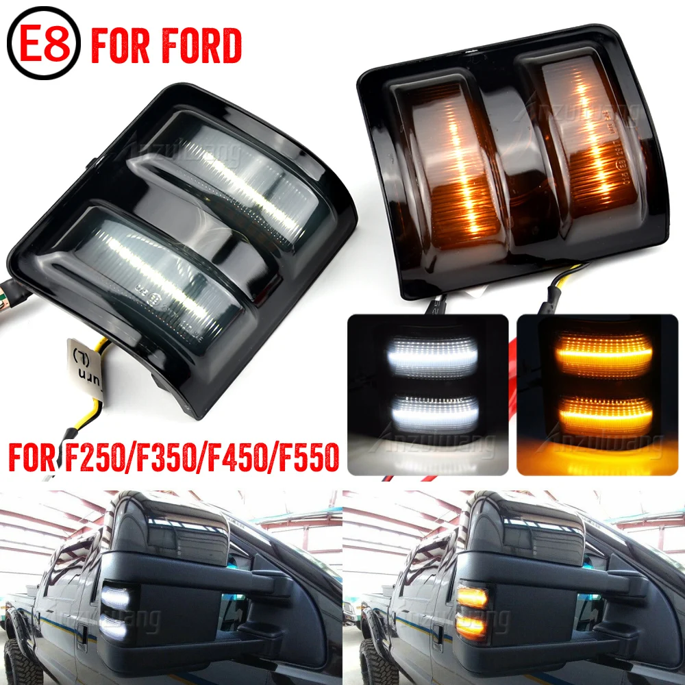 2pcs LED Car Dynamic Turn Signal Blinker Flashing Light For 2008-2016 Ford F250 F350 F450 Super Duty