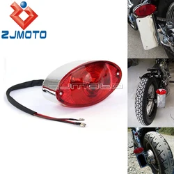 Red Lens Universal Cat Eye Custom Motorcycle Brake Stop Tail License Running Bulb Light For Bobber Chopper Cafe Racer Rear Light