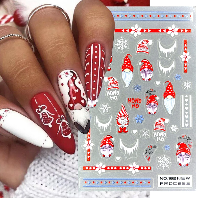 Christmas 3D Nail Art Stickers Winter Festival Xmas DIY Decoration Cartoon Slider For New Year Manicure Decals