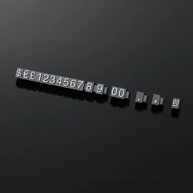 10 Strips 4x6mm Jewelry Price Cubes Tags Adjustable Number Mini Pricing Blocks Jewelry Necklace Ring Price Label Sign Holder
