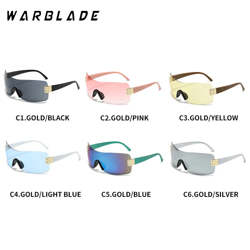 Luxury Brand Design One-Piece Y2K Rimless Punk Sunglasses Goggle Women Men Luxury Brand Wrap Around Sun Glasses Eyewear Sports