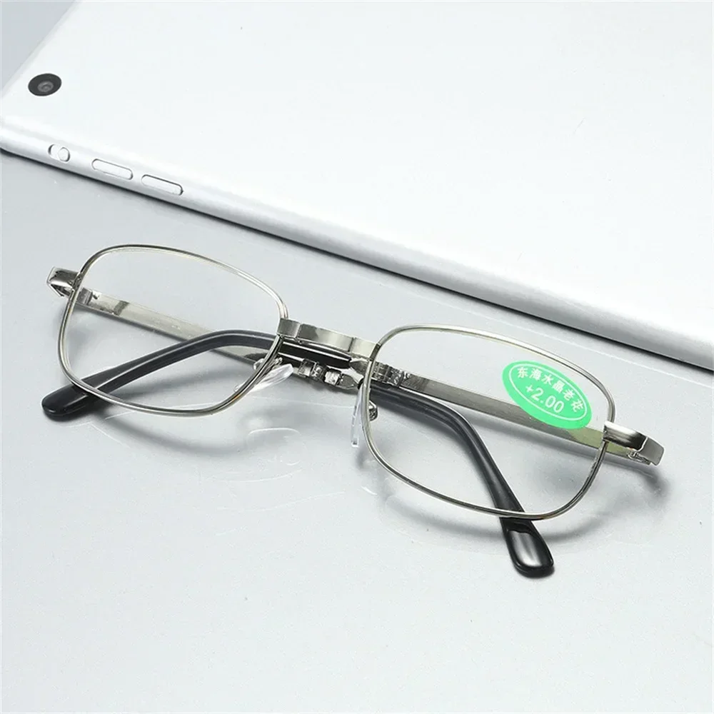 1Pair Unisex Foldable Reading Glasses Presbyopia Men Women Metal Retro Computer Reading Glasses With Case 1.0 1.5 2.0 2.5 3.0