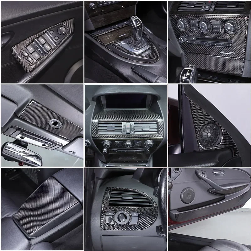 For BMW 6 Series E63 E64 2004-2009 Soft Carbon Fiber Car Gear Shift Panel Cover Decoration Stickers Interior Kit Car Accessories