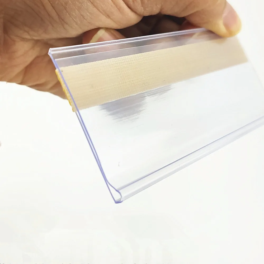 H4cm plástico pvc prateleira de dados tiras clipe titular mercadoria preço talker sinal etiqueta exibição fita adesiva volta 100 pçs