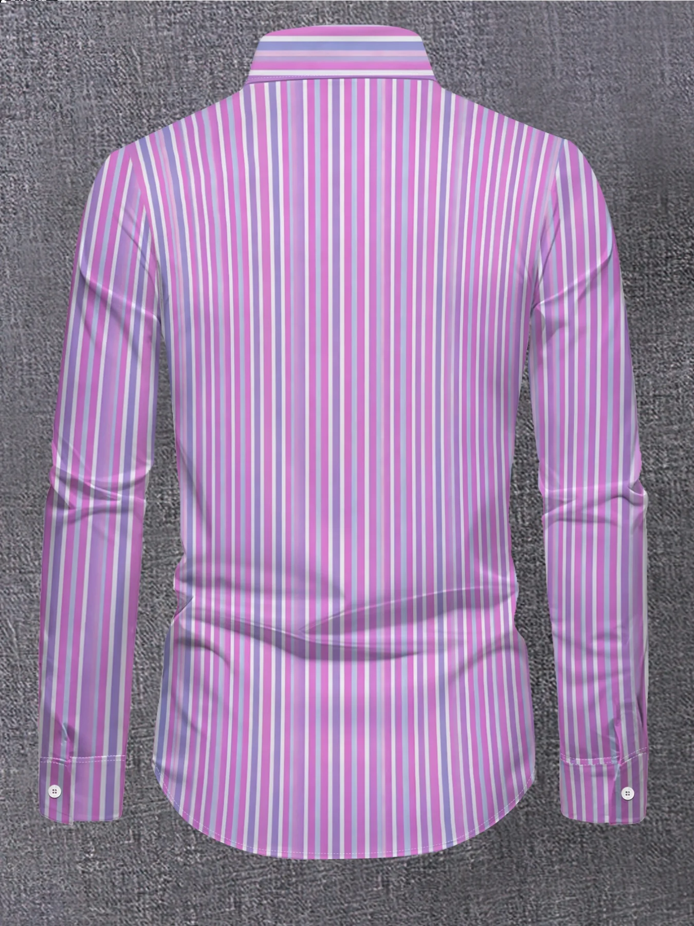 New Men's Shirt Long Sleeve Vertical Stripe Print Turn‑Down Collar Button Front Loose Casual Autumn Streetwear Top Men Clothes