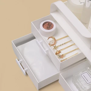 Domestic cosmetics storage box, table, dresser care products, lipstick, makeup brush, dustproof drawer for cleaning, white 12 MAIN SALES BOX BOX - №7