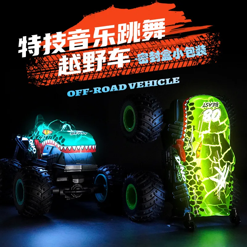Dinosaur Shark Monster Head afstandsbediening auto, 360° °   Roterende 4WD stunt-RC-auto's met muziekverlichting, oplaadbaar speelgoed-cadeaus voor kinderen