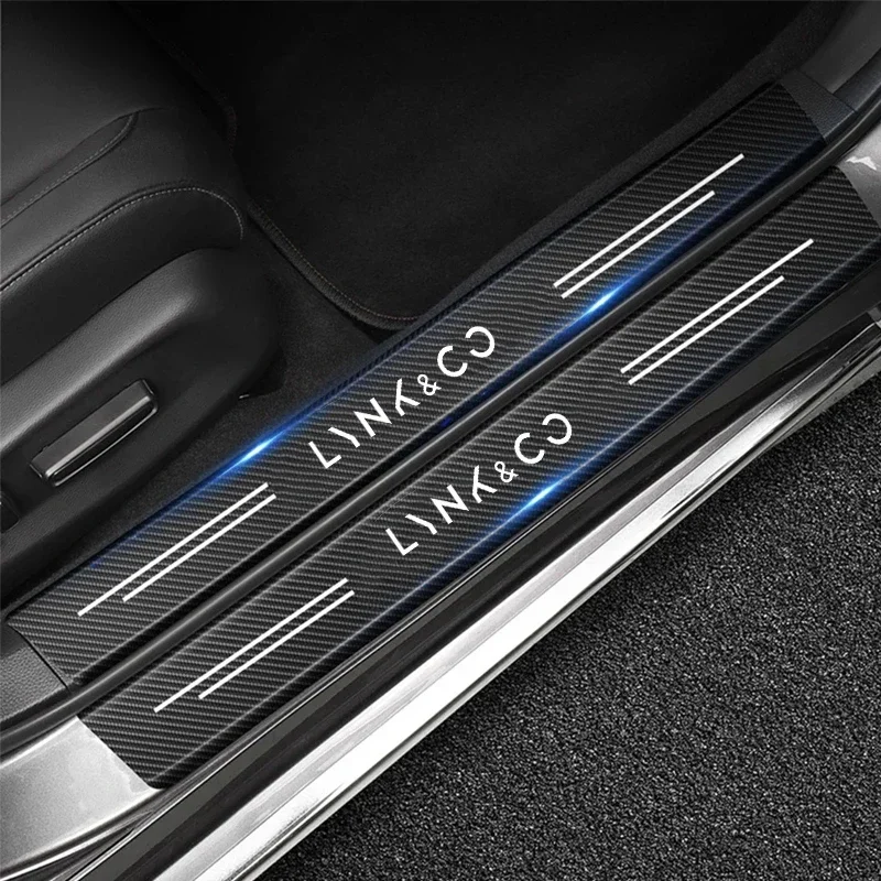 

For LYNK&CO 01 02 03+ 05 06 09 PHEV MHEV Carbon Fiber Car Door Threshold Protector Stickers Pedal Guards Trunk Sill Scuff Plate