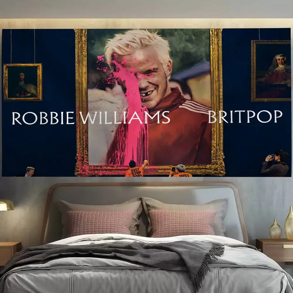 

R-Robbie W-Williams Britpop Flag Decoration Outdoor Picnic Party Home Camping Party Art Hanging Banner