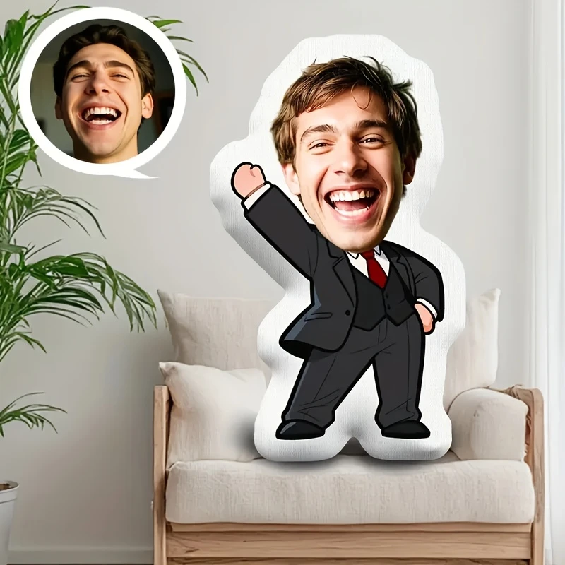Unique Humorous Pillow for Your Boss, Featuring a Custom Face And Body Design Printed on Both Sides. Perfect for Decorating Your