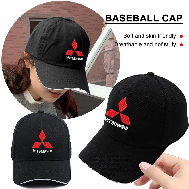 Boné de beisebol ajustável de algodão com logotipo de carro, emblemas de carro para Mitsubishi ASX Lancer Pajero Outlander L200 EVO Lancer EX