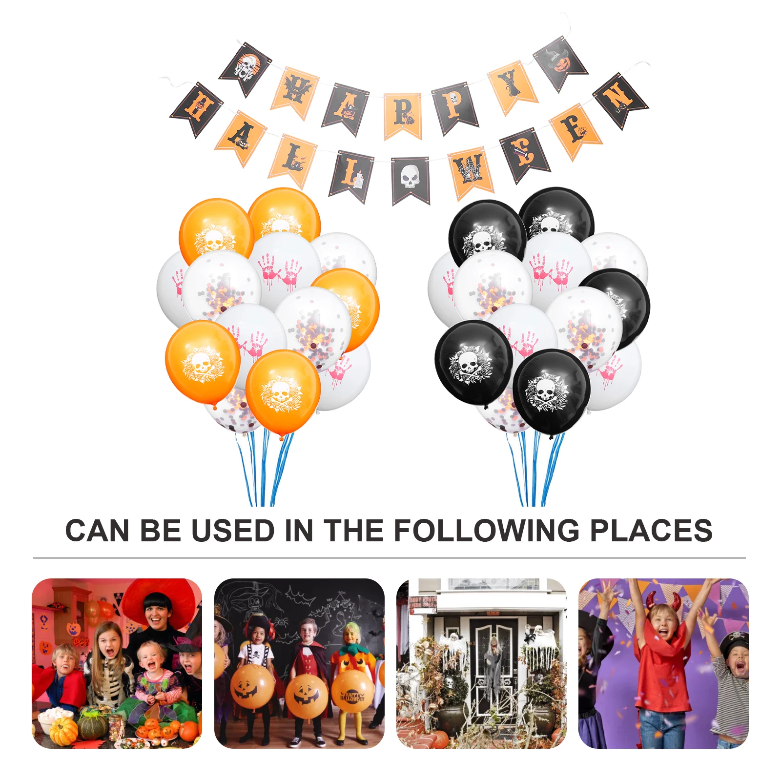 

19 Pcs Banners Halloween Flag Balloon Ornament Creepy Decor Decorative Balloons