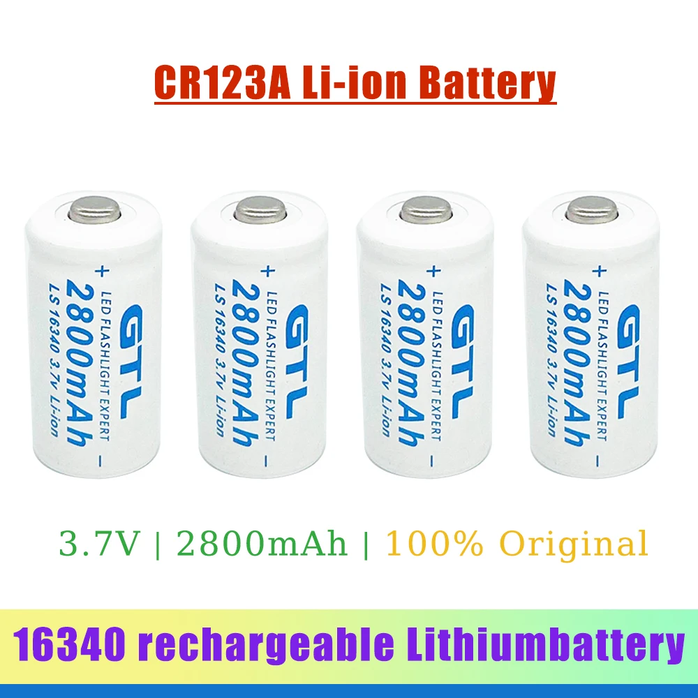 

3.7V 2800mAh Lithium Li-ion 16340 Battery CR123A Rechargeable Batteries CR123 for Laser Pen LED Flashlight Cell Pilha Baterie