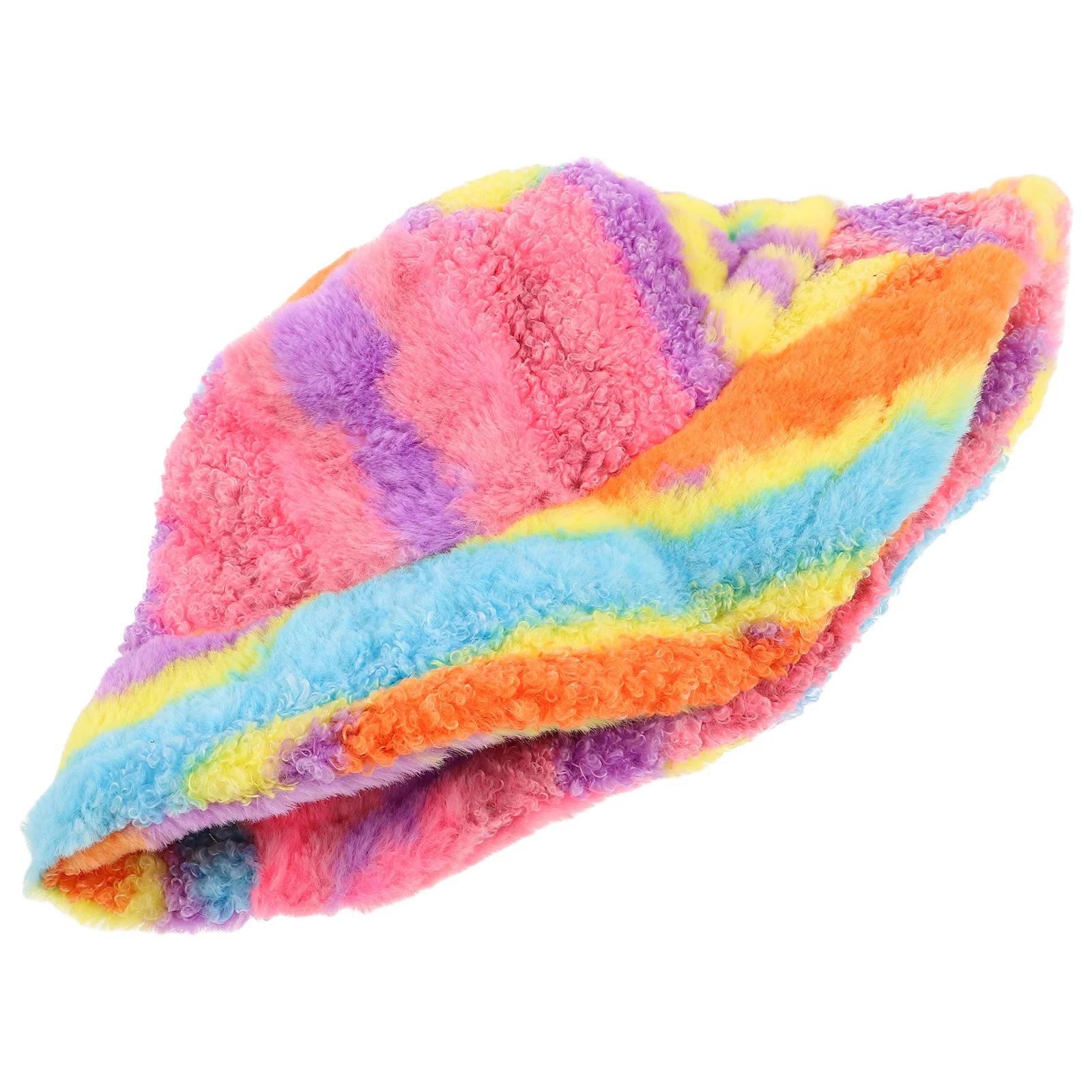 

Rainbow Bucket Hat Warm Fisherman Cap For Women Fall Winter Outdoor Travel Hat Vintage Multicolor