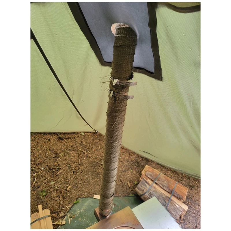 Fireproof Pipe Wrap Anti Scalding Chimney Ribbon Stove Fireproof Pipe Belt Kit With 2 Clamp