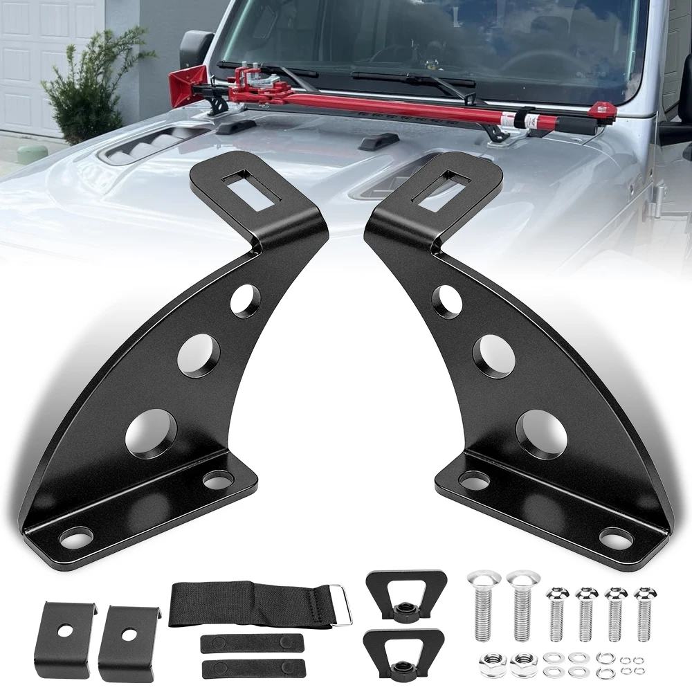 

Hood Hinge / Door Hinge Mounting High Lift Jack Holder Mount Bracket for 2007-2026 Jeep Wrangler JK JKU JL JLU Gladiator JT