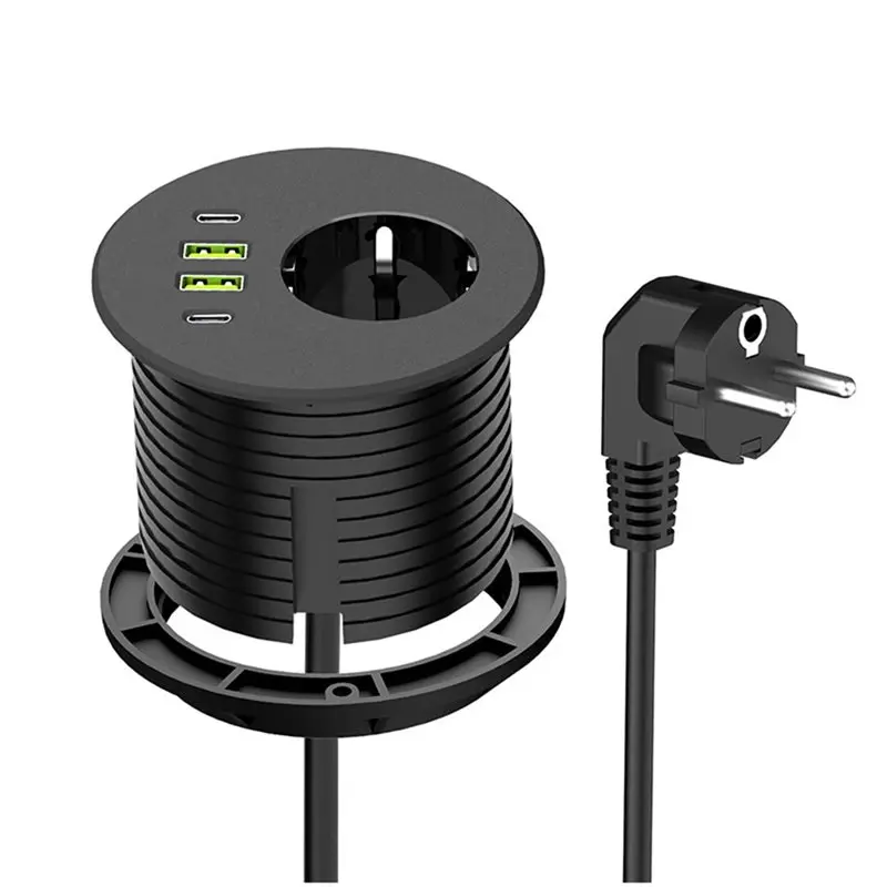 

【AA86】Встраиваемая офисная розетка французского стандарта, встраиваемая в стол, с электрическим разъемом Type-C, выдвижная розетка, вилка стандарта ЕС