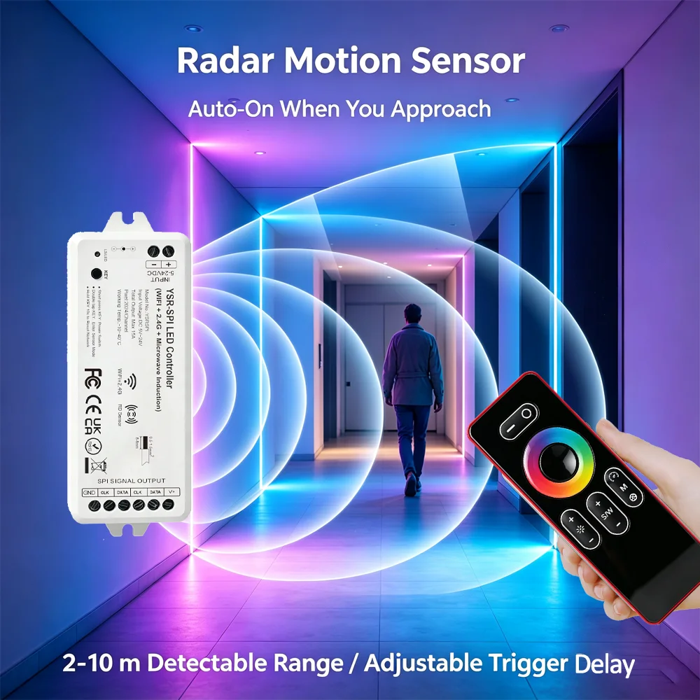 Tuya Wifi SPI Pixel LED Controller DW CCT RGB RGBW Dynamic Light Microwave Radar Induction WS2811 WS2812 Addressable LED Strip