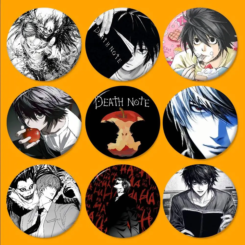 Anime D-Death Note Tinplate Pin Button Custom Anime Role Old-school Brooch Cartoon Collar Badge Jewelry Gift Fans