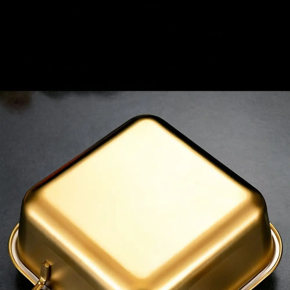 Elegant Gold Square Serving Dish Stainless Steel Snack Platter With Lid Practical Kitchen Tableware For French Fries Dessert