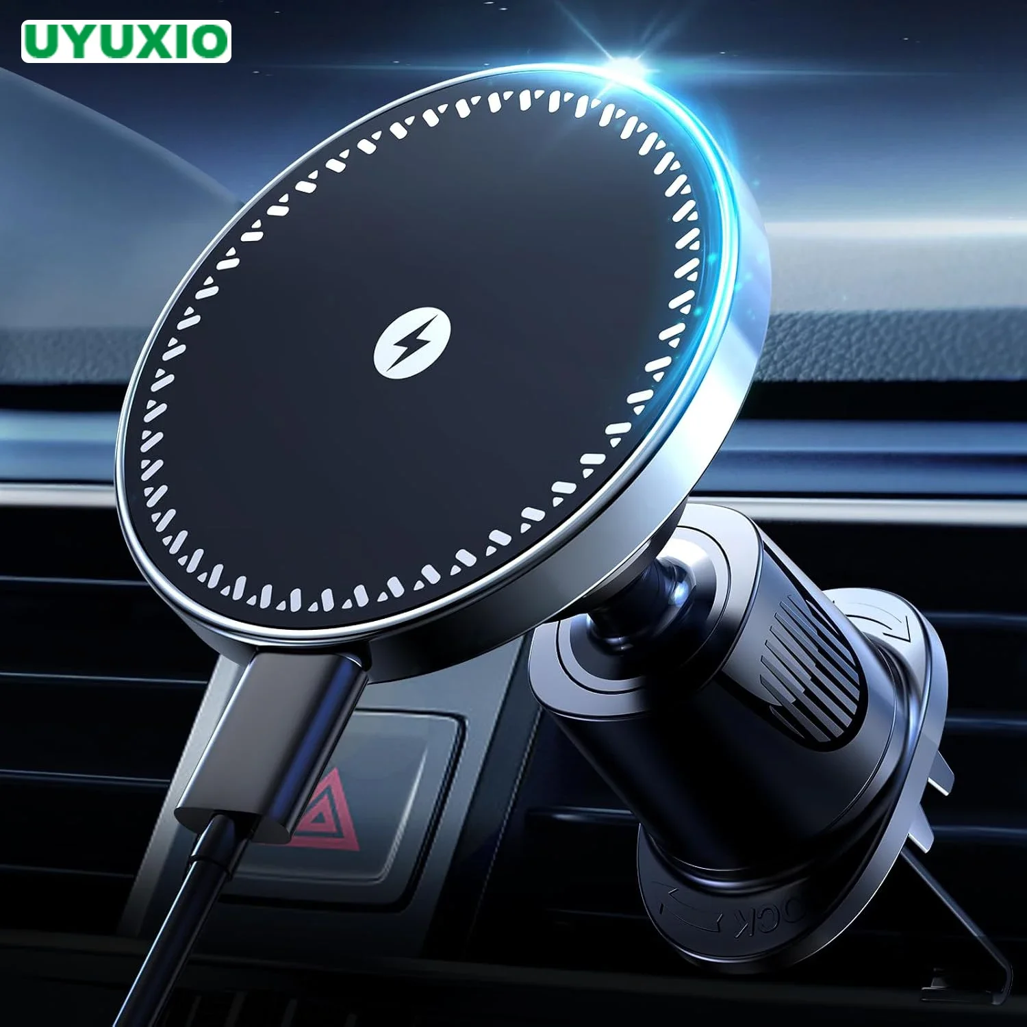 UYUXIO Magnetic Wireless Car Charger Strong Magnet Fast Charging Air Vent Car Phone Holder for iPhone 16 15 14 13 12 Pro Max