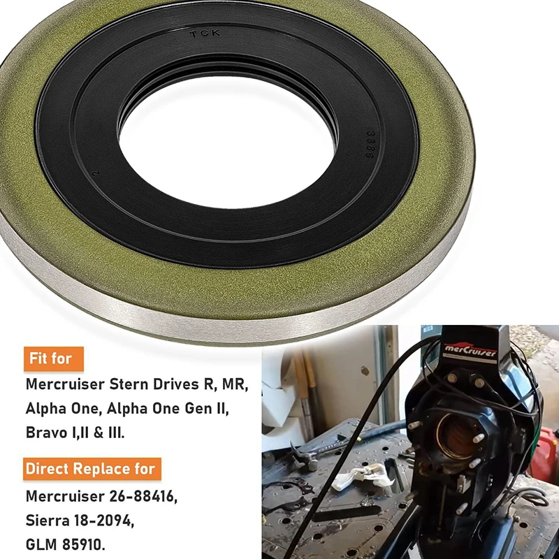 Gimbal Bearing Grease Seal for Mercruiser Alpha One Gen 1 & 2 Bravos I,II & III, Replaces 26-88416, GLM 85910, Sierra 18-2094