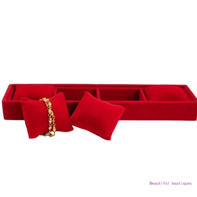 4 Grids Stylish Jewelry Organizer Multifunctional Watch Display Box Bracelet Storage Holder with Pillow Tray for DropShip
