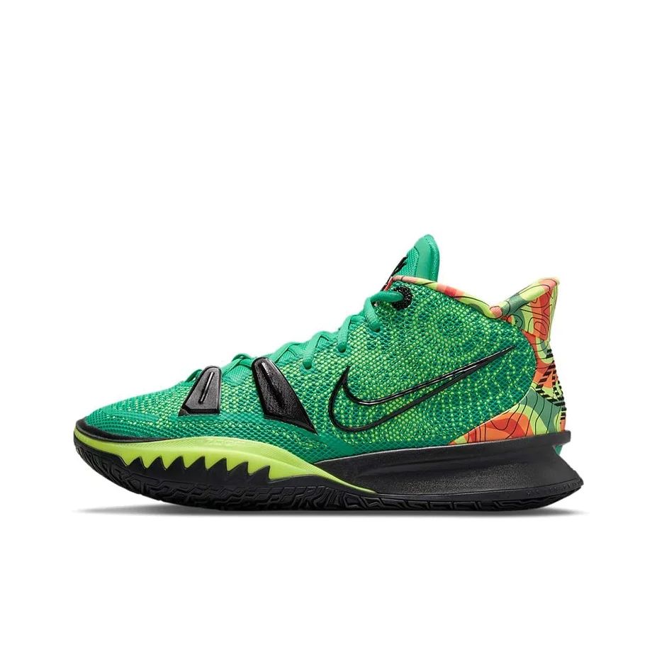 Nike Kyrie 7 Basketball Shoes Unisex Mid Top Green/Black/Orange CQ9327-300