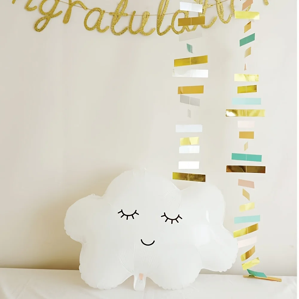 5Pcs 30inch White Cloud Balloons Cloud-Shaped Aluminum Foil Polyester Film Balloons for Gift Giving Cloud Theme Party Birthday Decoration Supplies - view 4