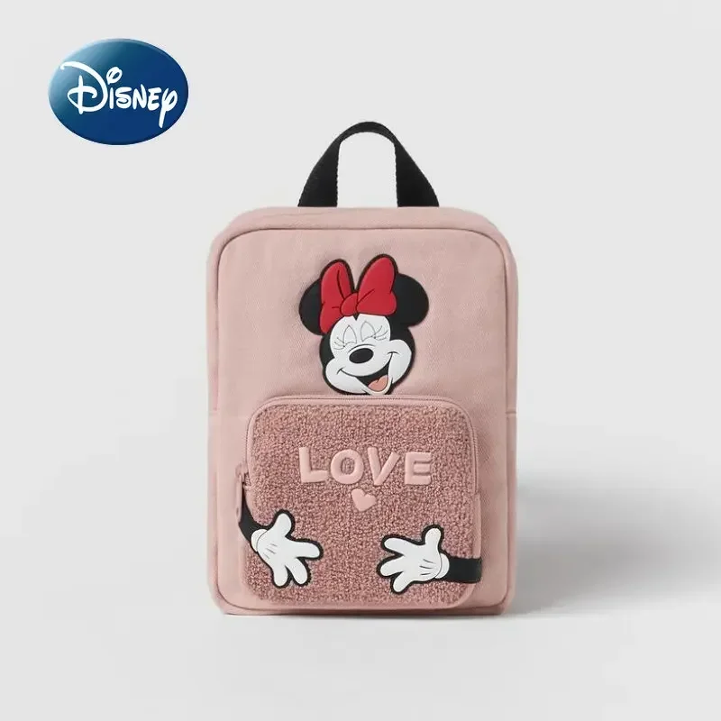 Disney Minnie Original New Girl Backpack Luxury Brand Cartoon Embroidered Girl Backpack Embroidered Pink Cute Mini Schoolbag