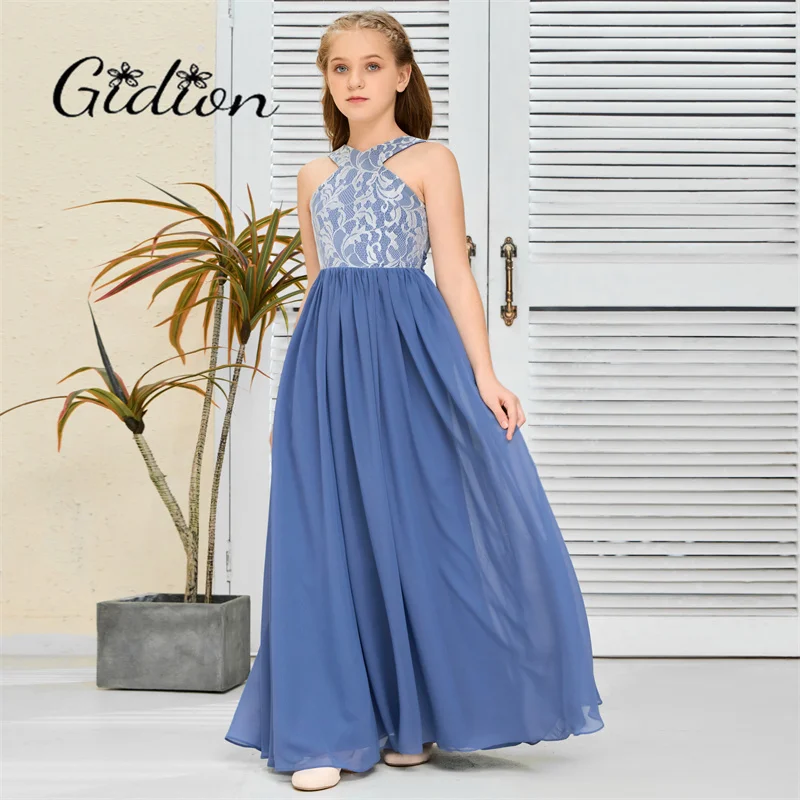 Kinderen Chiffon Junior Bruidsmeisje Jurk Huwelijksceremonie Feestvieren Verjaardagsfeest Evenement Jurk Optocht Bal Prom Banket