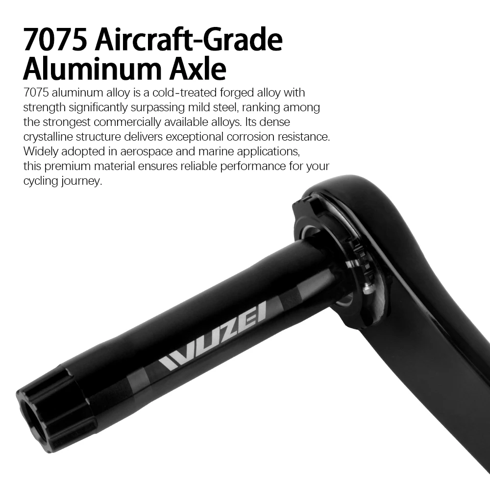 WUZEI Kohlefaser-Rennrad-Kurbelgarnitur, 165 mm, 170 mm, 3-Loch-Direktmontage, AL-7075, 24 mm Achse für Shimano 105 R7000 Ultegra R8000 – Detail 9