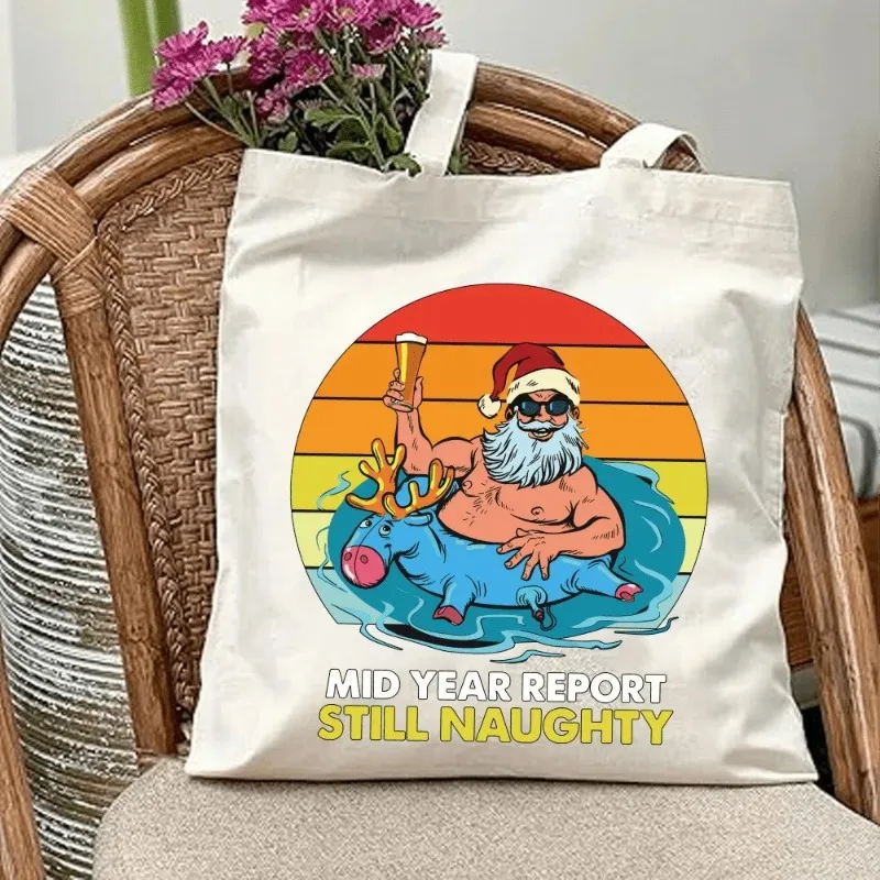 عيد الميلاد قماش حمل حقيبة عطلة نمط قماش حقيبة اليد لطيف ثلج صديقة للبيئة قابلة لإعادة الاستخدام الكتف حقيبة تسوق قابلة للطي