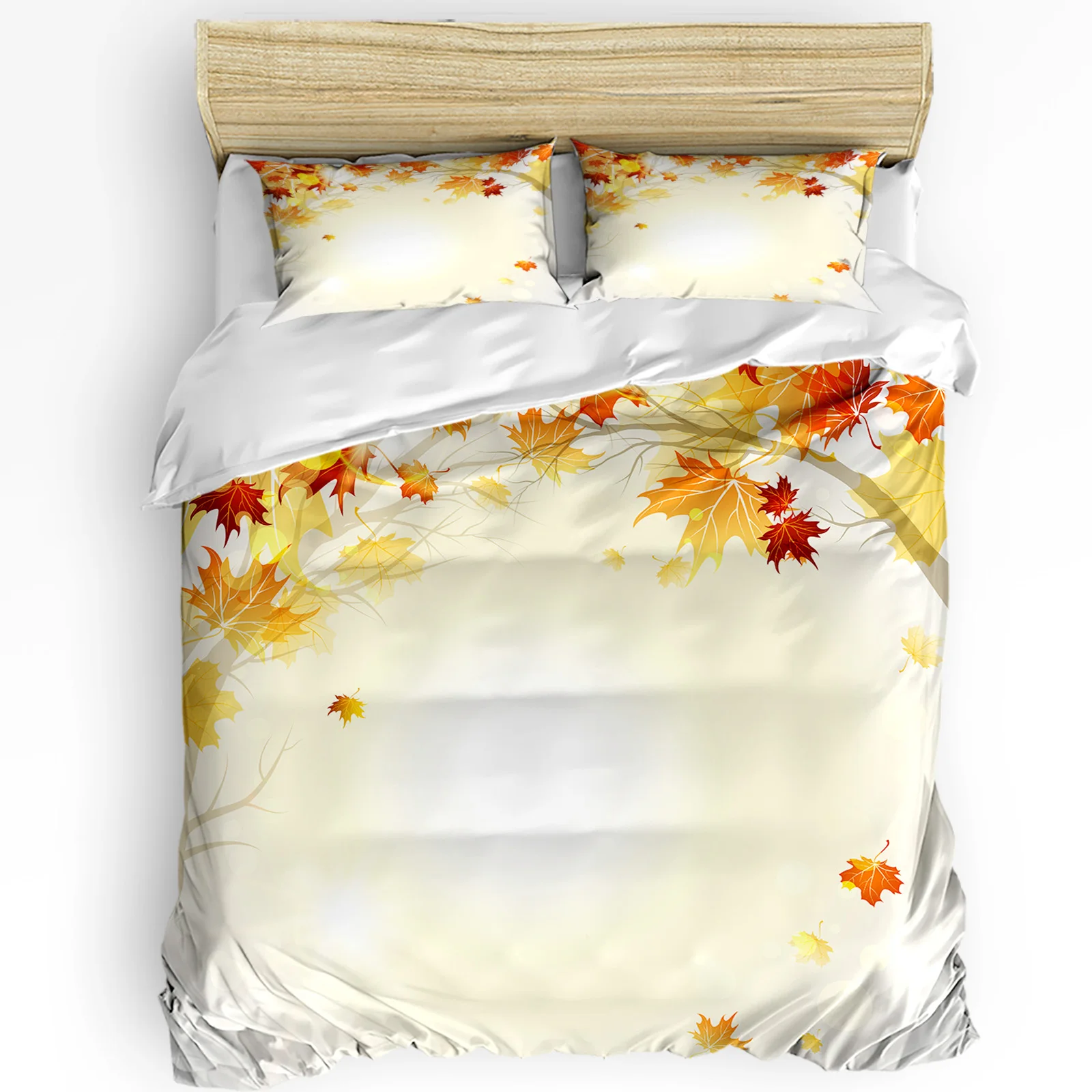 

Autumn Leaves Yellow Maple Leaf Bedding Set 3pcs Duvet Cover Pillowcase Kids Adult Quilt Cover Double Bed Set Home Textile