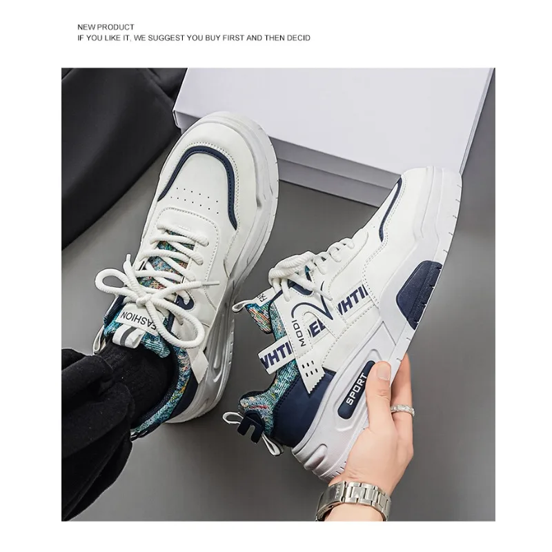 

Men's PU Platform Sneakers 2026 New Breathable Thick Sole Casual Daily Streetwear Korean Style Multicolor Footwear