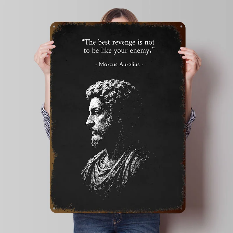Marcus Aurelius Best Revenge Quote Tinplate Posters Customizable Wall Art Retro Vintage Metal Signs for Home Room Bathroom Decor
