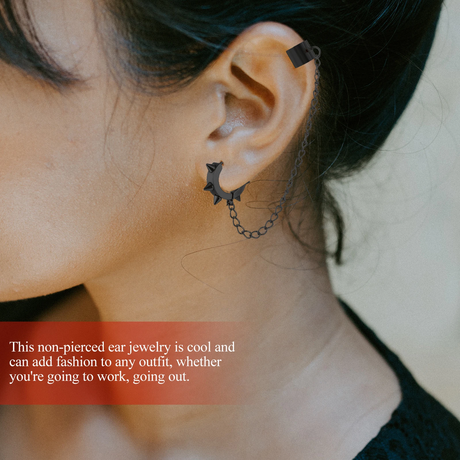 

Unpierced Ear Clips Stainless Steel Punk Earrings Cool Simple Ear Studs No Hole Banquet Party Everyday Stylish Creative Non