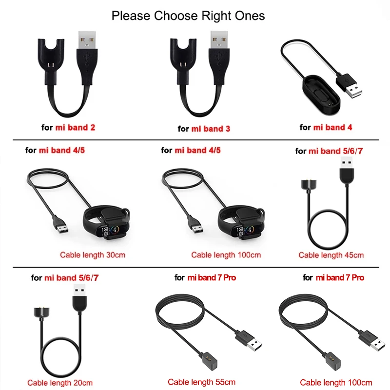 USB Charger Cable For Xiaomi Mi Band 7 Pro 6 5 Magnetic Charging Adapter Wire Cord Smart Watch Wristband Bracelet Miband 2 3 4