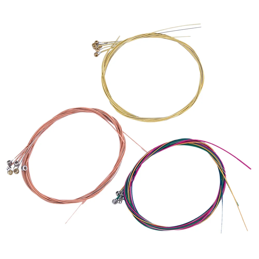 3 set Folk Guitar Strings Set Red Copper Brass Colored Steel For Acoustic Classical Guitar Durable Replacement Parts Music