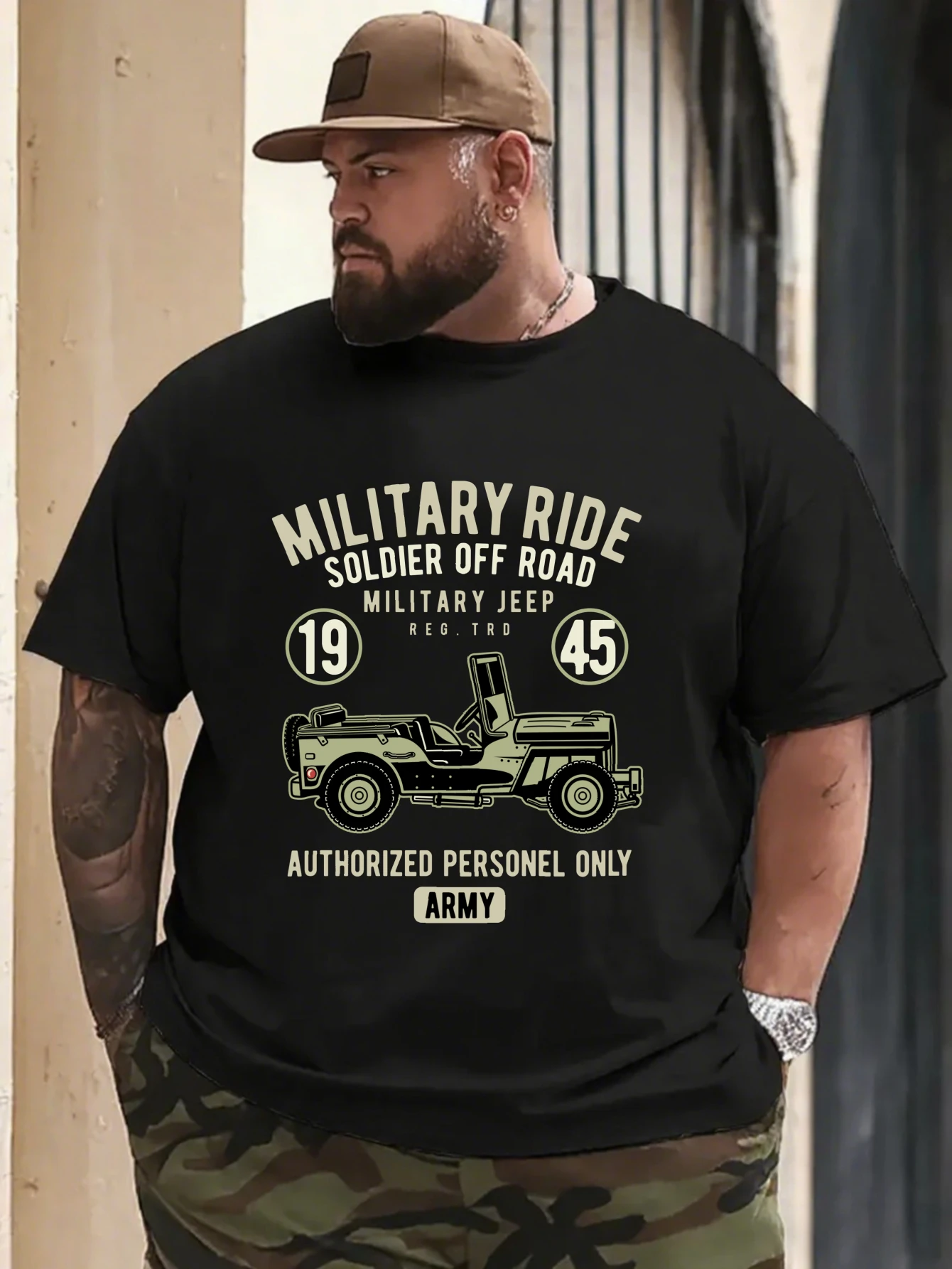 

Men's Vintage Military Bus T-Shirt Army Retro Casual Streetwear Cotton Tops
