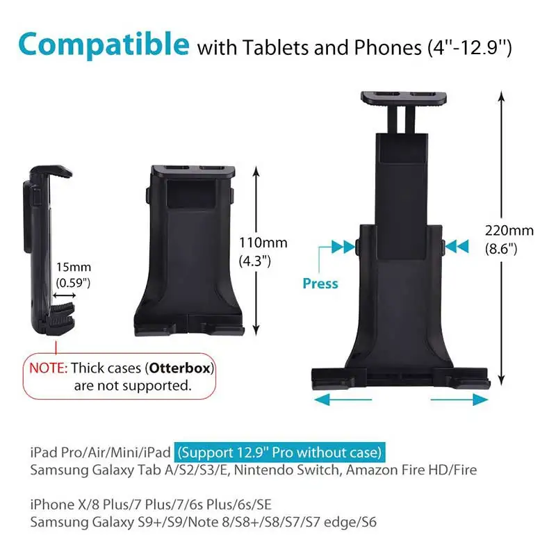 Car Tablet Holder Long Arm Suction Cup Mount for iPad Pro Air 4-13\'\' Xiaomi Tablet SUV Truck Vehicle Lift Uber Windshield Window