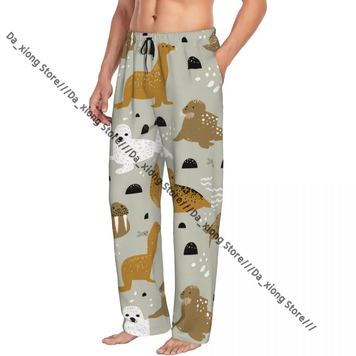 

Men's Sleepwear Loose Sleep Pants Pajamas Seal And Walrus Cute Long Lounge Bottoms Casual Homewear